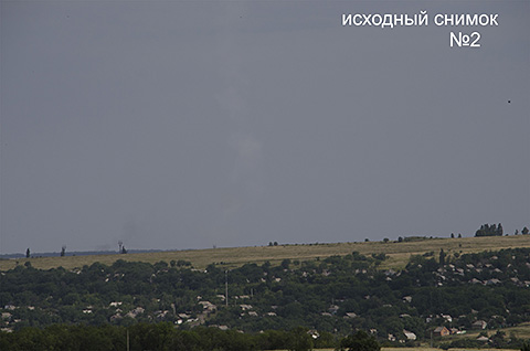 последовательность обработки снимка для выявления следов пуска зенитной ракеты (дымного следа на фоне неба)