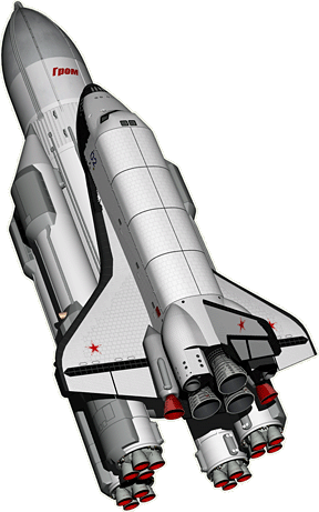 Общий вид многоразовой космической системой с орбитальным самолетом ОС-120