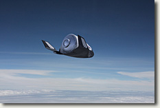 Крылатый вариант "Клипера" снижается в атмосфере после космического полета